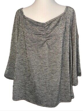 Cato Metallic Silver Off-the-Shoulder Sweater